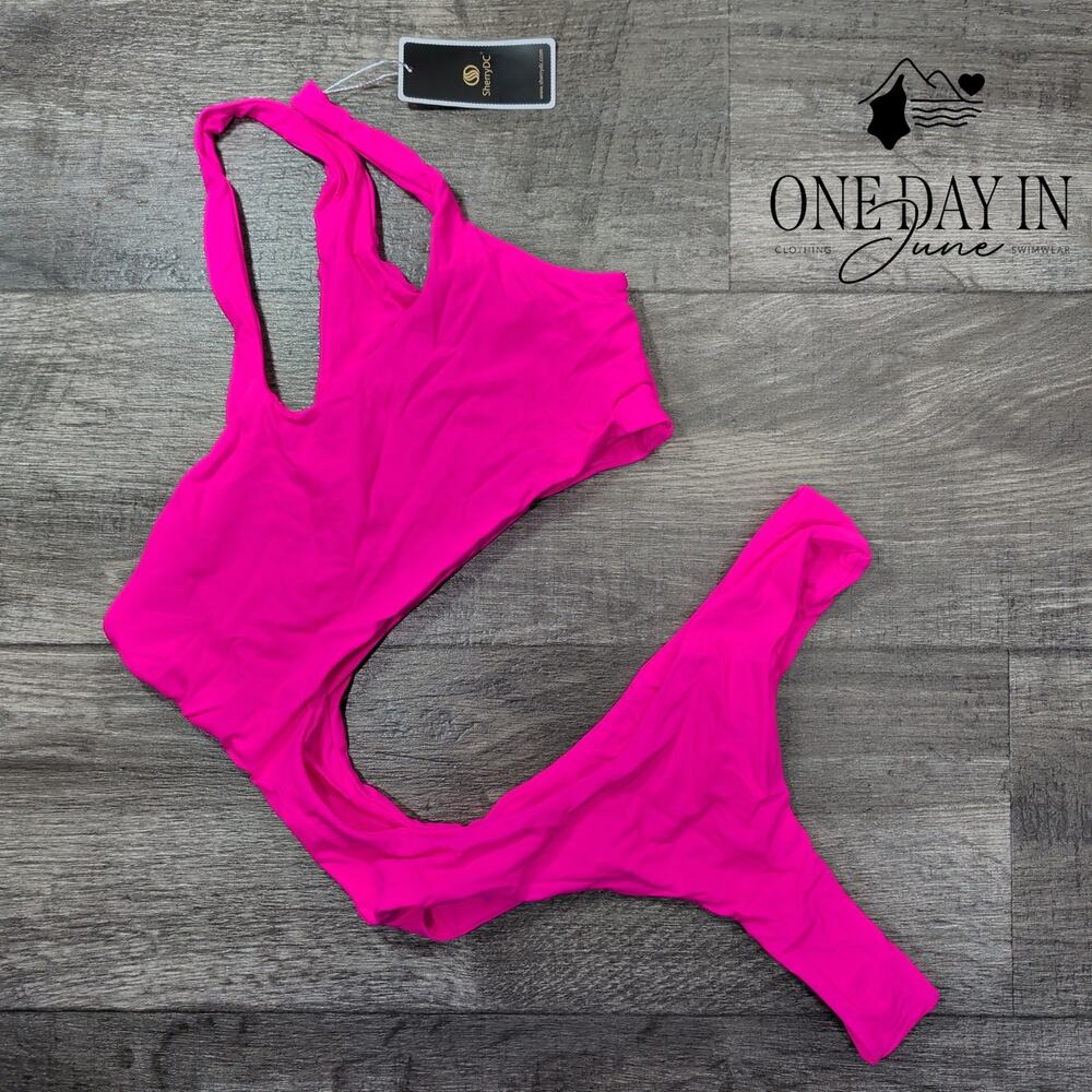 SherryDC One Shoulder Cut Out Thong One Piece Swimsuit Size M